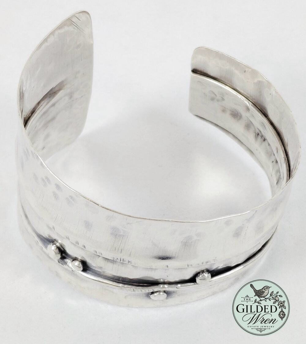 Artisan Sterling Silver 925 Hammered Wide Cuff Bracelet 37.1g 5.75”